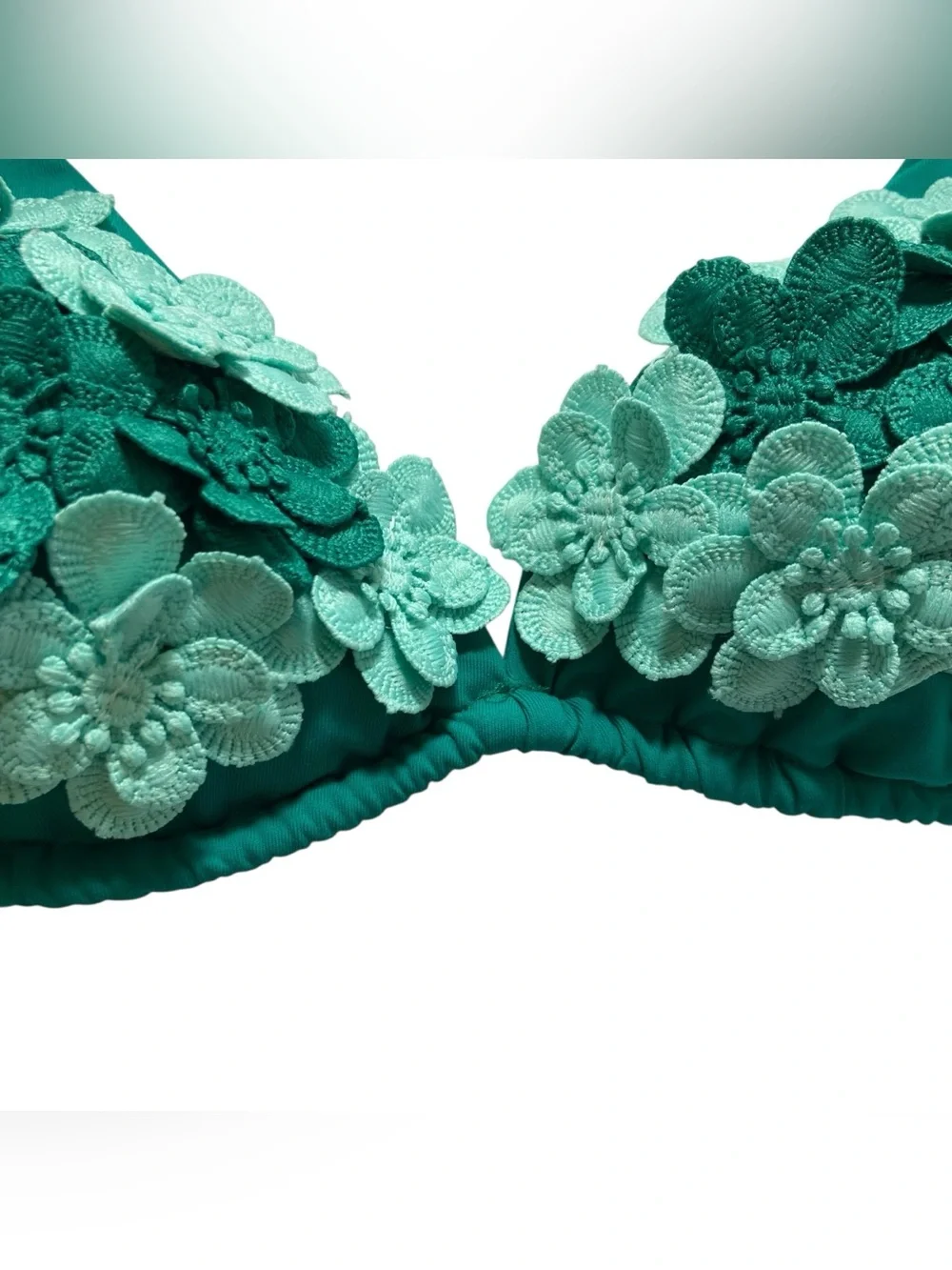 Pepita Forte dei Marmi Teal Flower Appliqué Micro Bikini Set XS Vaca Influencer